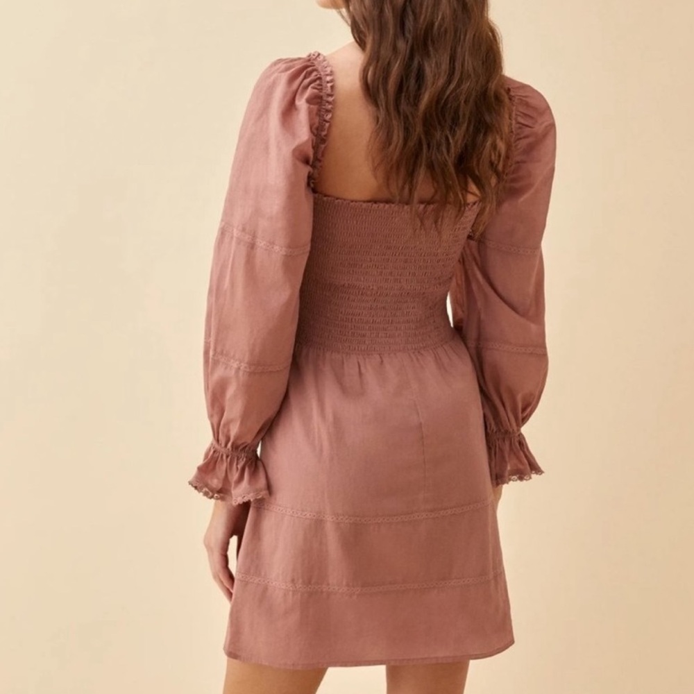 Reformation Dusty Rose Long Sleeve Dress - Picture 2 of 6